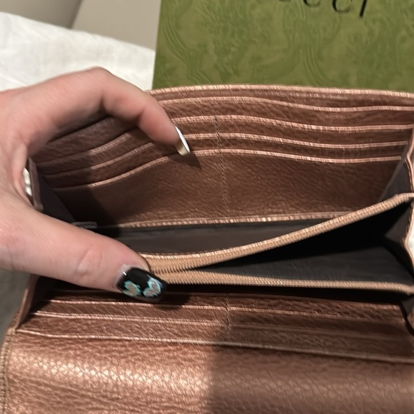 Auth Gucci Fold Purse #3202 Soho Long Wallet Pink Leather Italy - Picture 10 of 15